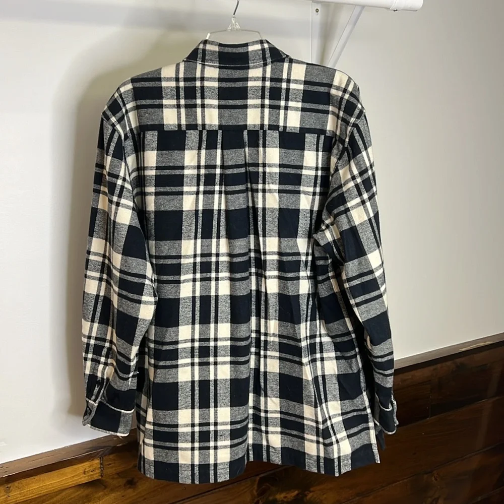 NWOT Lauren Ralph‎ Lauren Blue & White Plaid Zip Up Jacket- Large